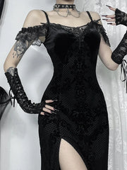 Lace Patchwork Spaghetti Strap Maxi Dress