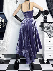 Purple Lace Cross Corset Midi Dress