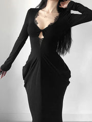 Elegant Lace Patchwork Corset Maxi Dress