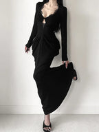 Elegant Lace Patchwork Corset Maxi Dress