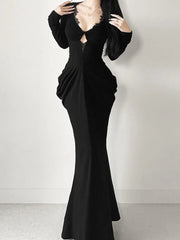 Elegant Lace Patchwork Corset Maxi Dress