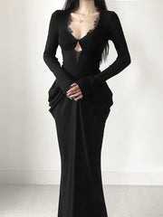 Elegant Lace Patchwork Corset Maxi Dress