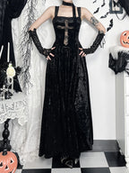 Cross Lace Patchwork High Waist Maxi Dress