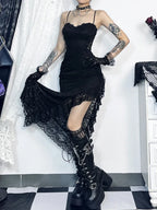 Elegant Spaghetti Strap Lace Maxi Dress