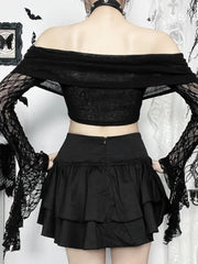 Sheer Off-shoulder Knit Top