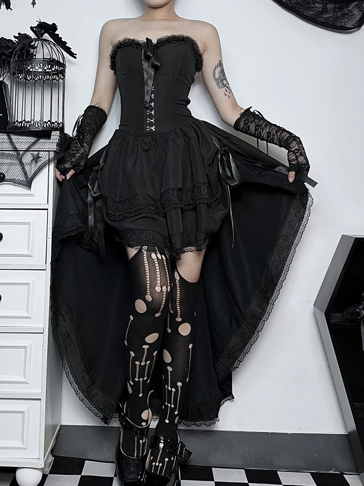 Halloween Lace Patchwork Corset Midi Dress Main image