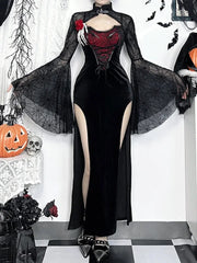Spiderweb High Waist Corset Maxi Dress