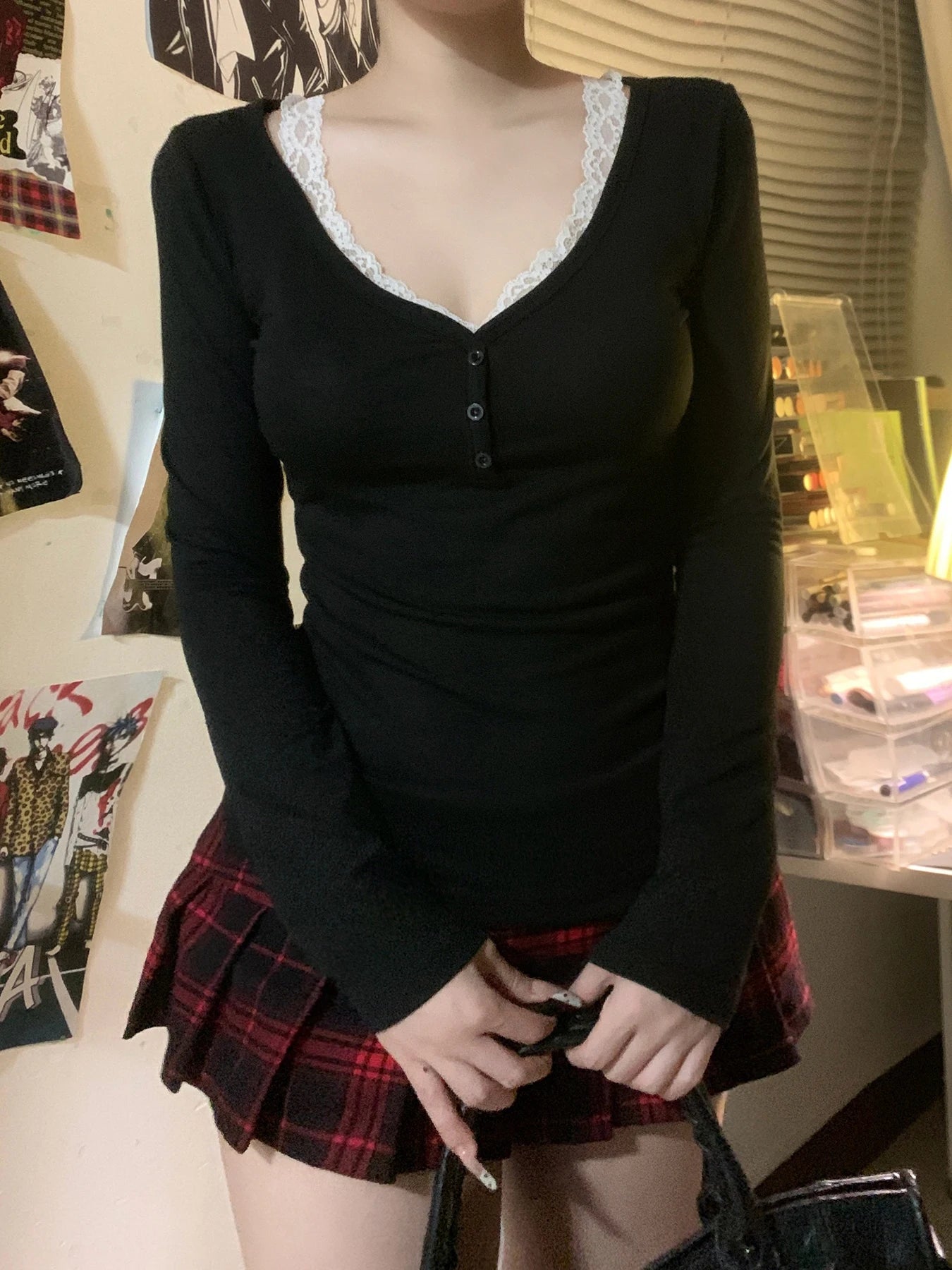 Vintage Lace Sleeve Knit Top Main image