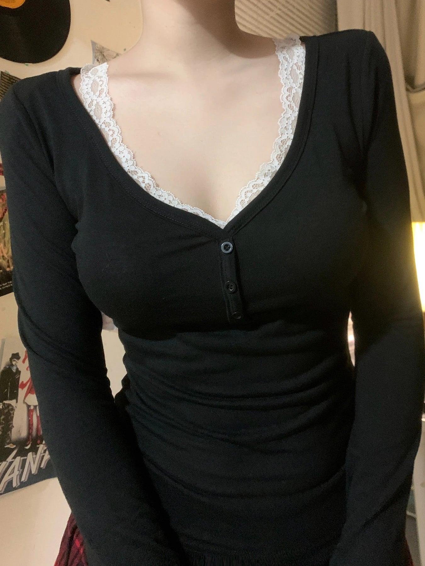 Vintage Lace Sleeve Knit Top