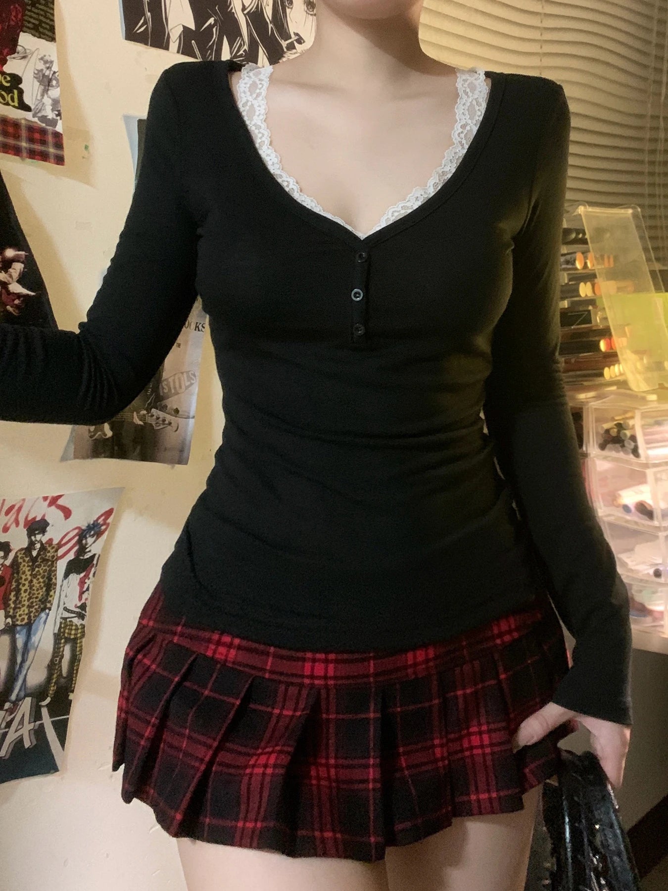 Vintage Lace Sleeve Knit Top