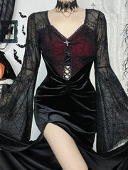 Spider Web Mesh Corset Maxi Dress