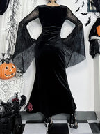 Spider Web Mesh Corset Maxi Dress