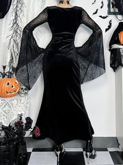 Spider Web Mesh Corset Maxi Dress