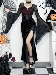 Spider Web Mesh Corset Maxi Dress