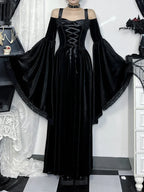 Flare Sleeve High Waist Bandage Maxi Dress