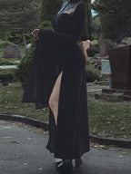 Vintage Halloween Lace Patchwork Flare Sleeve Maxi Dress