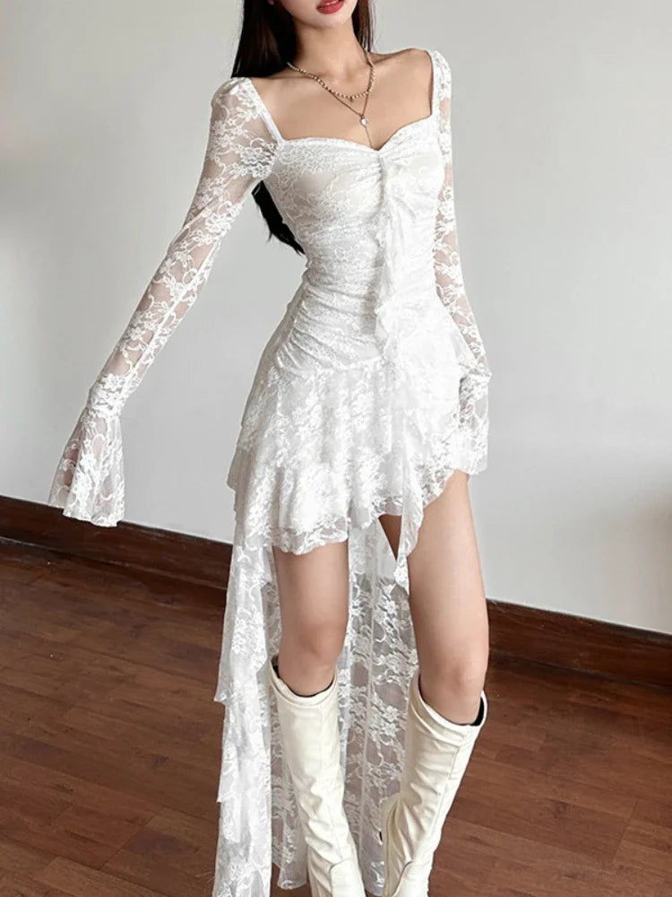 Fairycore See Through Corset Midi Dress