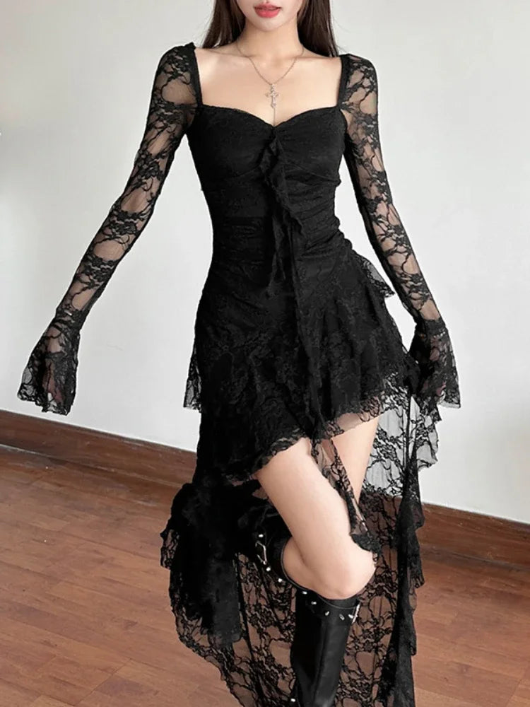 Fairycore See Through Corset Midi Dress