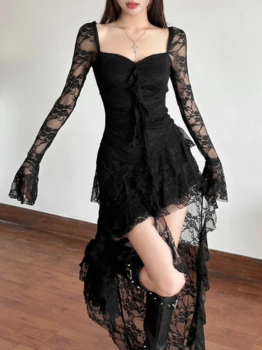 Fairycore See Through Corset Midi Dress