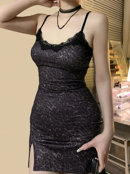 Leopard Lace Bodycon Mini Dress
