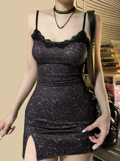 Leopard Lace Bodycon Mini Dress