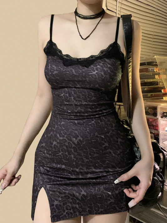 Leopard Lace Bodycon Mini Dress