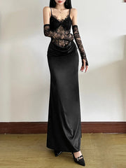 Sexy Corset Lace Patchwork High Waist Maxi Dress