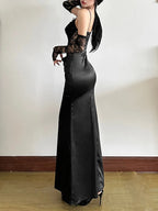 Sexy Corset Lace Patchwork High Waist Maxi Dress