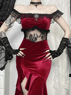 Palace Style Lace Hollow Out Maxi Dress