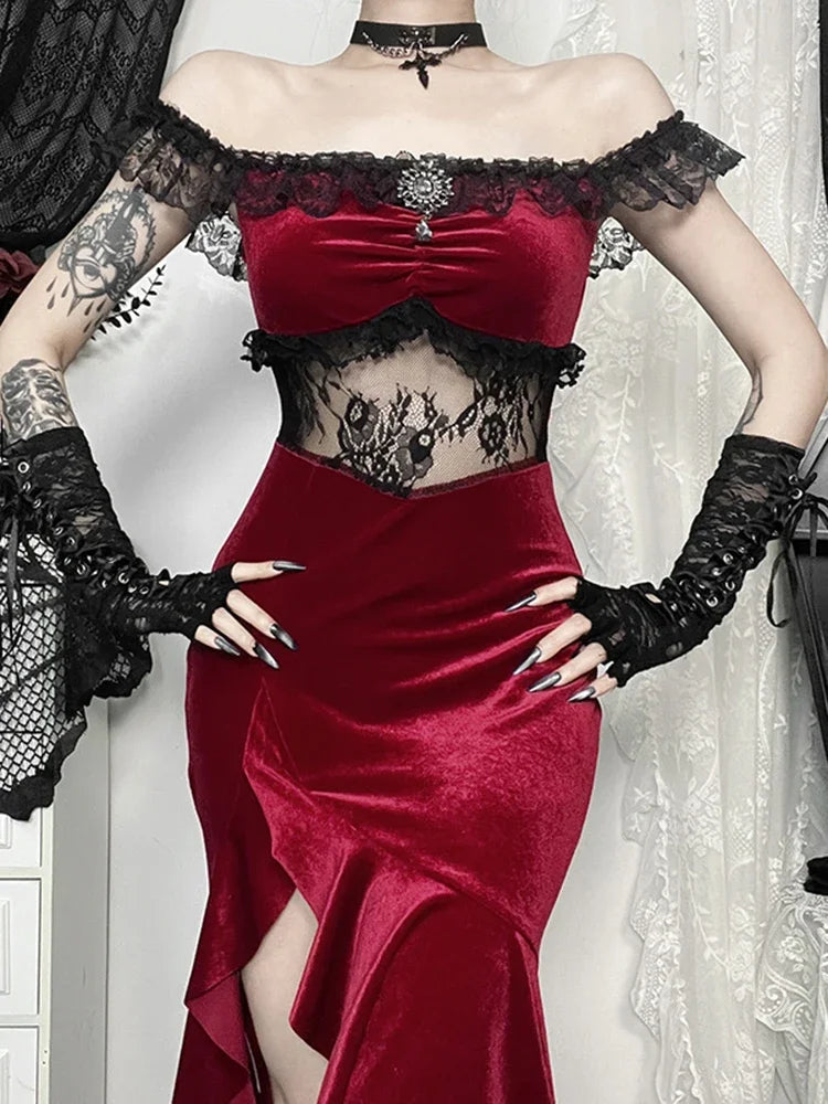 Palace Style Lace Hollow Out Maxi Dress