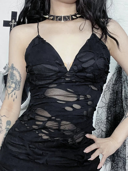 Tattered Strapless Mini Dress
