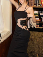 Sleeveless Hollow Out Bodycon Maxi Dress