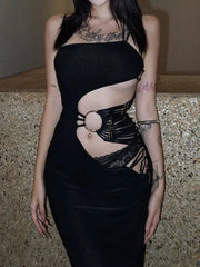 Sleeveless Hollow Out Bodycon Maxi Dress