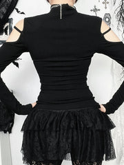 Floral Square Collar Knit Top