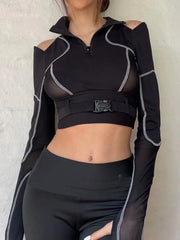 Buckle Patchwork Knit Top