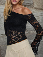Sheer Slash Collar Knit Top