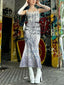 Emo Y2K Butterfly Printed High Waist Maxi Dress
