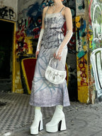 Emo Y2K Butterfly Printed High Waist Maxi Dress