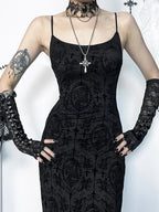 High Waist Flocking Party Maxi Dress