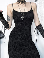 High Waist Flocking Party Maxi Dress