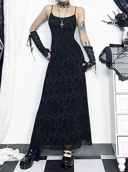 High Waist Flocking Party Maxi Dress