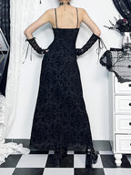 High Waist Flocking Party Maxi Dress