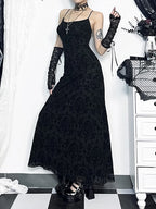 High Waist Flocking Party Maxi Dress
