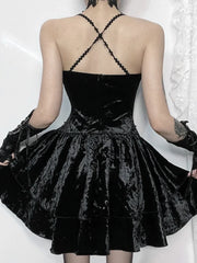 Velvet Chain Corset Mini Dress