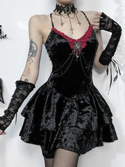 Velvet Chain Corset Mini Dress