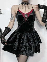 Velvet Chain Corset Mini Dress