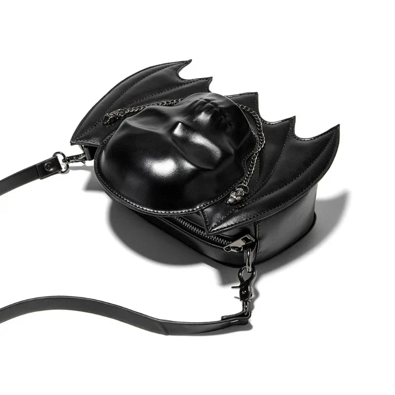 Alternative Fashion Skull Shaped Gothic Bat Wing Metal Chain Shoulder Bag Halloween
