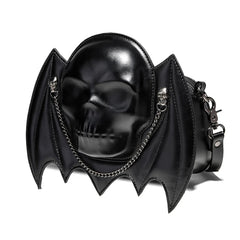 Alternative Fashion Skull Shaped Gothic Bat Wing Metal Chain Shoulder Bag Halloween