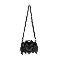 Alternative Fashion Skull Shaped Gothic Bat Wing Metal Chain Shoulder Bag Halloween