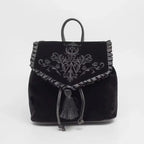 Witch Harajuku Magic Embroidery Velvet Gothic Punk Rock Backpack Bag Black / 28X11X30Cm Halloween